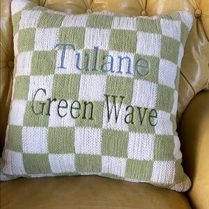 Tula Checkerboard Accent Pillow in Green and White